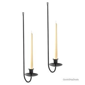 Set of 2 Metal Wall Candle Sconces, Modern Farmhouse Decor, 16.5 Inches